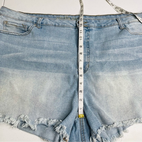 Vanilla‎ Star High Rise Shortie Shorts Womens Plus Size 24 Blue Light Wash - Picture 9 of 11
